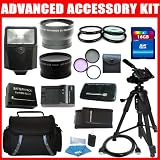 Advanced Panasonic Lumix DMC-GH2 Camera Accessory Kit Includes DMW-BLC12 Replacement Battery + AC/DC Charger + 16GB SDHC Memory + Wallet + Flash + Reader + Deluxe Case + Tripod + Wide Angle Lens + 2X Telephoto Lens + (3Pcs) Filter Kit + Close Up Filter Set (+1, +2, +4 and +10 Diopters) + More
