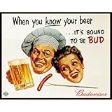 Canvas Gallery Wrap Budweiser (Bound To Be Bud, Vintage Ad) Art Poster- 22x28 by Rich and Framous