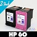 2pk HP 60 Ink Cartridge BLACK/COLO R CC640WN CC643WN Combo Pack for Photosmart C4640 C4650 C4680 C4740 C4750 C4780 C4795 C4799 D110a e-All-In-One Printer