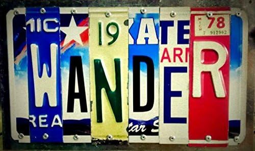 WANDER Recycled License Plate Sign