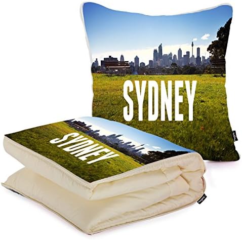 i FaMuRay DIY Bed Throw Pillow &amp; Travel Blanket Set Green Grass in Sydney