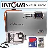 Intova Sport 8 8MP 3X 30ft Waterproof Shockproof Digital Camera Underwater Housing Bundle