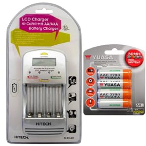 Hitech - IC-34 Quick Charger with Four Yuasa 2700 Ni-MH Rechargeable AA Batteries by Hitec RCD Inc.