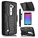 LG Sunset Case, LG Risio Case, LG Tribute 2 Case, Starshop Full Protection Dual Layers Hybird Phone Cover with Kickstand and Locking Belt Swivel Clip With [Premium Screen Protector] (Black)