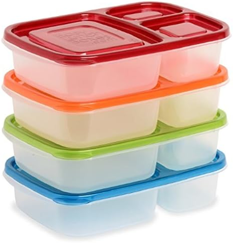 Greede 3-Compartment Lunch Box Containers, Set of 4, Classic