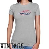 Liberty Flames Ladies Ash Distressed Logo Vintage Slim Fit T-shirt