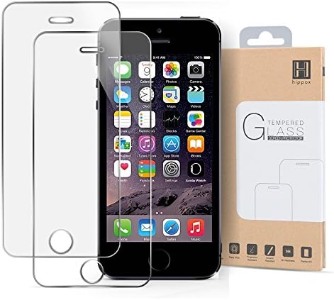 HIPPOX iPhone 5S Screen Protector, iPhone SE Screen Protector [2-Pack] [Tempered Glass] 0.2mm Ballistic Glass Work with iPhone 5S / SE / 5C / 5 and Protective Case [Lifetime Warranty]