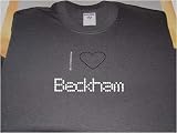 I Love Beckham - Ladies Short Sleeve Gildan g640l Rhinestone Shirt