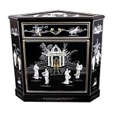 Black Asian Mother of Pearl Corner Cabinet