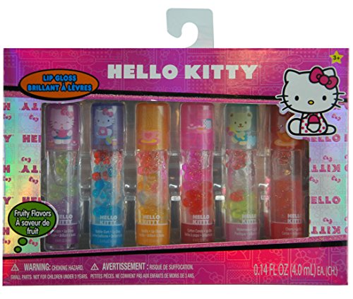 Hello Kitty Kit Gift Set of 6 Lip Glosses - Lip Gloss Fruity Flavors