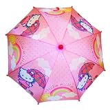 Sanrio Hello Kitty Umbrella - Officially Licensed Pink Childrens Kids Rain Or Sun Umbrella with Rainbows (Great Gift Idea For Girls)