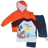 Little Boys' Wave Runners Outfit with Convertible Jeans and Hooded Windbreaker