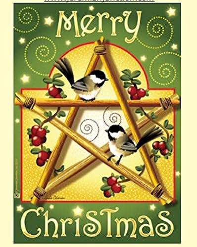 Jeremiah Junction Garden Flag Christmas Chickadees