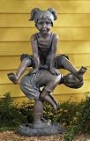 Garden Statue with Boy and Girl Design in Copper Finish