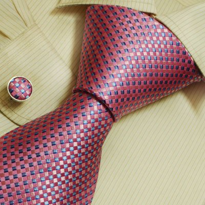 Pink Checkers Designer Ties for Men Blue Checker Discount Gifts Discount Silk Neck Tie Cufflinks Set 6448