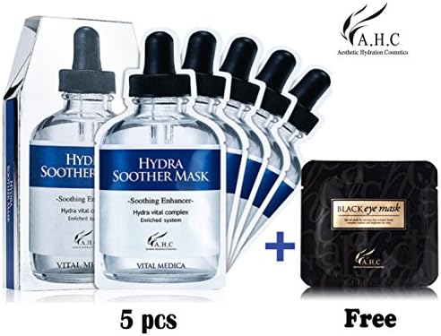 AHC Hydra Soother Mask 30g x 5 pcs + Free Black Eye Mask 1 pc. Ultra Moisturizing with 50% of Hyaluronic Acid