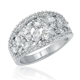 Sterling Silver Ring Cubic Zirconia CZ Band Ring - Ideal Gift For Mother, For Her, Birthday, Anniversary, Bridal, Wedding, Engagement