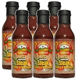 Trinity Hill Farms Steak Sauce & Marinade 14oz, All Natural, No Added Sugar, Sweetned with Steviva (Pack of 6)
