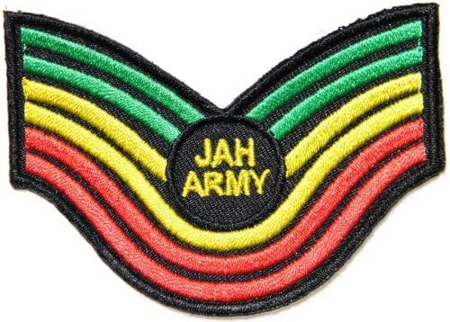 JAH ARMY CHEVRON Rasta Rastafari Lion Of Judah Raggae Biker Polo Shirt T-Shirt Patch Sew Iron on Logo Embroidered Badge Sign Emblem Costume