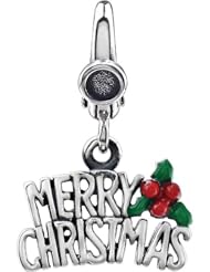 Sterling Silver Enamel Merry Christmas Charm