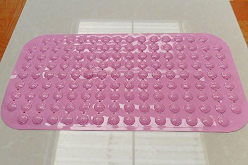 Bathtub Soft Bead Mat Anti-slip Bath Mat - High Quality 100% PVC - Anti Bacterial &amp; Mildew Resistant - Bath Rug with Suction Cups, 38x71 Cm, 15" X 28" (Pink)