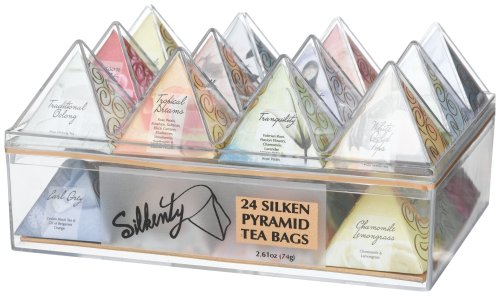 Silkenty Silken Pyramid Tea Bags, 24-Count Infusers in Gift Box by Silkenty