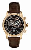 Image of Nautica A18551G Gents Polished Rose Gold Case/ Black Dial/ Chrono/ Brown Croco Strap