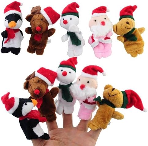Christmas Santa Claus Snowman Finger Puppets Toy Doll Baby Stories Helper TJSpecia
