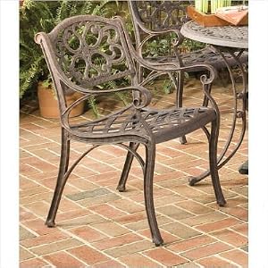 Outdoor Cast Aluminum Arm Chair in Rust Brown Metal (Set of 2)