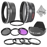 Essential Kit for NIKON (D5100 D3100 D40 D60 D80 D3000 D5000 D7000) - Includes: 2.0x Telephoto and 0.45x Wide Angle High Definition Lenses + Filter Set (UV, Polarizing, Fluorescent) + Close-up Set (+1 +2 +4 +10) + Flower Lens Hood + 1 Premium Goja Microfiber Cleaning Cloth