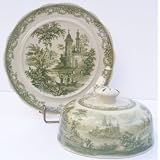 Green Toile Covered Round Butter or Cheese Dish by ChinaFind