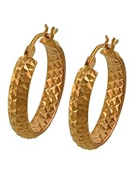 14 Karat Rose Gold 4x20-mm Diamond-cut Hoop Earrings