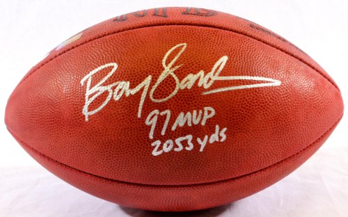 Barry Sanders Signed Football w/ 97 MVP 2053 yds Inscription - Autographed Footballs
