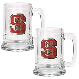 North Carolina State Wolfpack NCAA 2pc 15oz Glass Tankard Set
