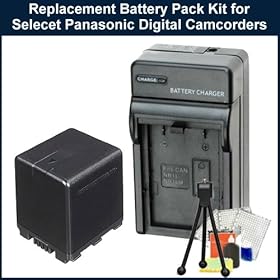 Replacement VW-VBN260 Battery Pack Kit for Panasonic HC-X800/ HC-X900/HC-X900M/HDC-HS900/HDC-SD800/HDC-SD900/HDC-TM900 Camcorders. Package Includes: Replacement VW-VBN260 Battery Pack, Rapid Travel Charger, Table Top Tripod, LCD Screen Protectors & Cleaning Kit