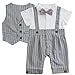 FEESHOW Baby Boys' Cotton Gentleman Romper Vest with Bowtie Outfit Set