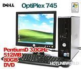 【送料無料】【オフィス2010付き】DELL　OptiPlex 745 モニターセット（PentiumD 3.0Gｈｚ/512MB/80GB/DVD/XP pro/15インチ 中古パソコン年間保証）