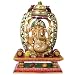 Hand Painted Carved Wood Ganesh Statue
