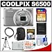 Nikon Coolpix S6500 Wi-Fi Digital Camera (Silver) with 32GB Card + Case + Battery + Tripod + HDMI Cable + Accessory Kit