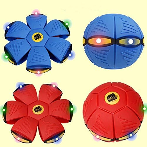 Viproo® Outdoor Frisbee Healthy Flying Saucer Ball Vent Ball Magic Flying Disc Deformation Ball Creative Toy with LED Light (Red)