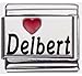 Delbert Red Heart Laser Name Italian Charm Link