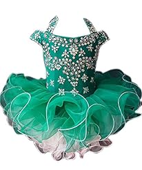 Toddler Infant Lace Beaded Organza Scoop Neck Pageant Dress/Party Dress/Mini Dress 