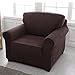 Bluecookies Stretch Arm Chair Slipcover Easy Fit Elastic Fabric Couch Cover Protector Chocolate