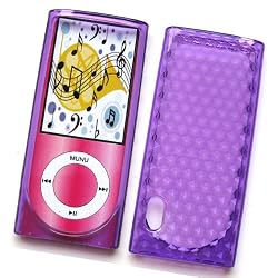 Apple iPod Nano 5th Generation Crystal Silicone Skin Case Transparent Purple Diamonds