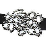 Black Musk Rose Crystal On Faux Suede Band Bracelet With Button Clasp
