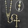 Gold-Plated Rosary with 5mm Glass and Gold Filigree Beads with 11" Chain
