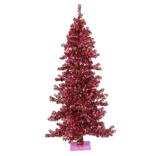 9' Mardi Gras Pre-Lit Wide Cut Laser Tinsel Christmas Tree - Purple Lights