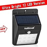 {Brighter and Bigger} Hallomall 240Lumens Max 12LED Outdoor Solar Lights Motion Sensor - Diamond Lampshade - SCREW/STICK - For Patio Deck Yard Garden Driveway Stairs Outside Wall - 2 Modes (1, Black)