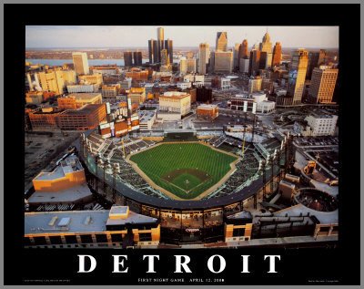Detroit Tigers - Comerica Park Aerial - Lg - Wood Mounted Poster Print