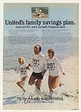 1977 United Airlines Freedom Fare Family Beach Print Ad (43108)